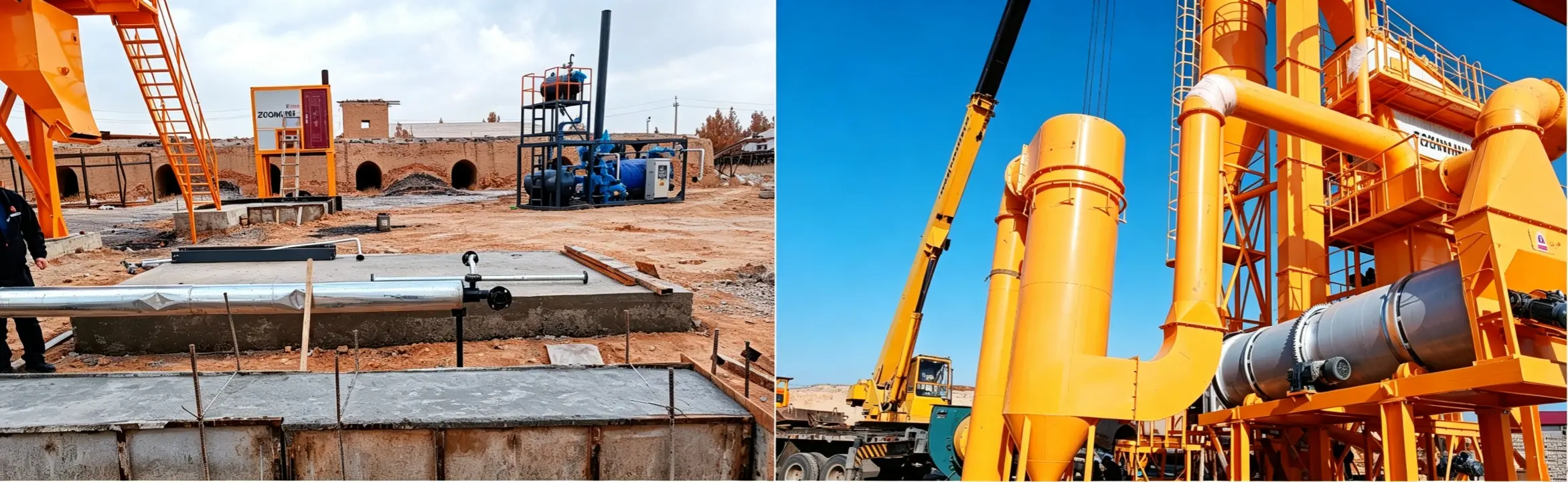 Installation of stationary asphalt mixing plant