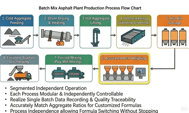 Batch Mix Asphalt Plant Produces Asphalt